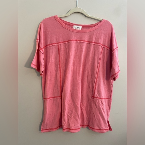 HEYSON Pink Stitched T Shirt - Picture 1 of 4